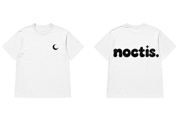 White "noctis." t-shirt