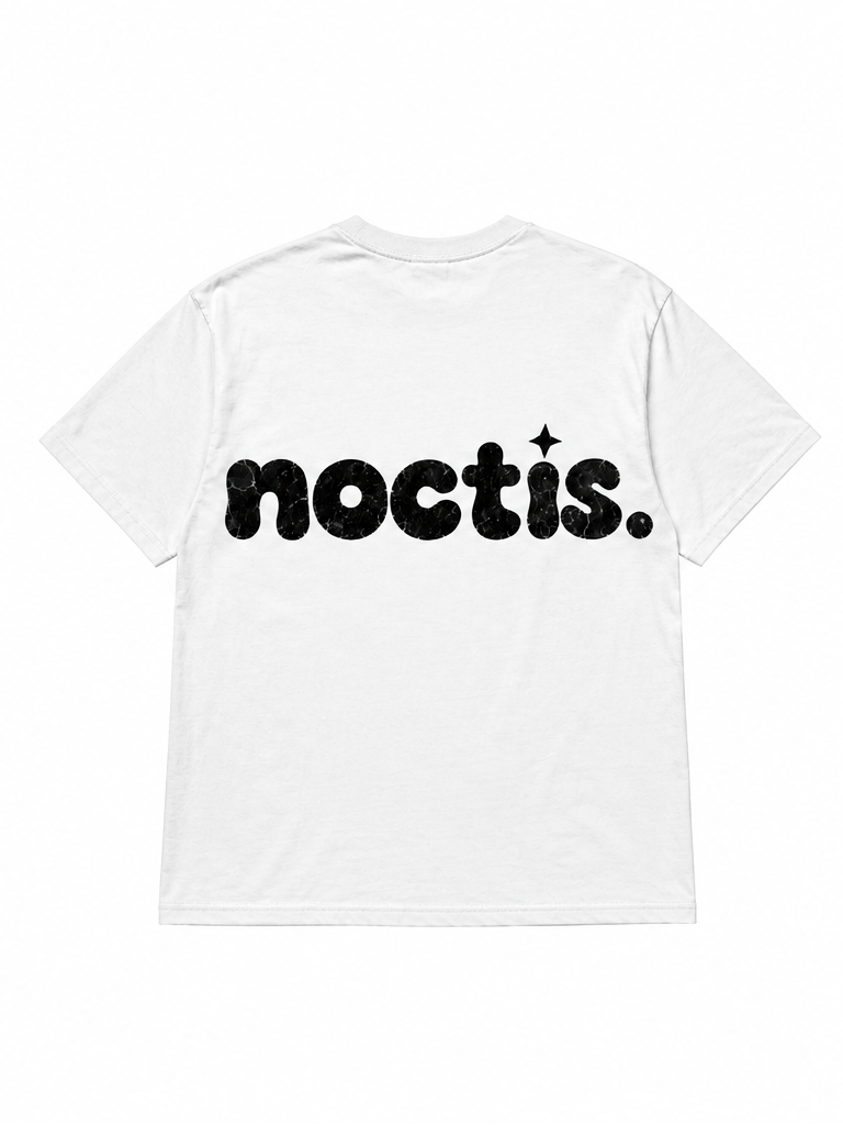 White "noctis." t-shirt